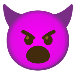 angry face with horns and face with open mouth