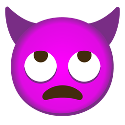 angry face with horns and face with rolling eyes