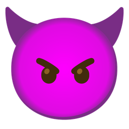 angry face with horns and face without mouth