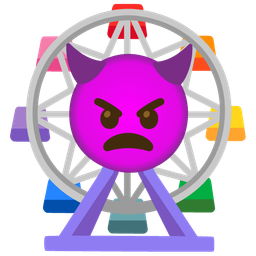 angry face with horns and ferris wheel