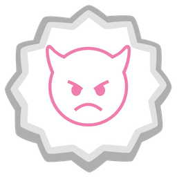 angry face with horns and fish cake with swirl