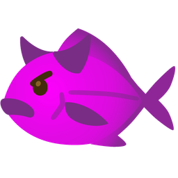 angry face with horns and fish