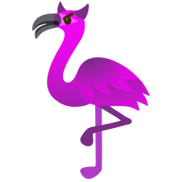 angry face with horns and flamingo