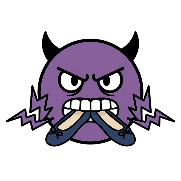 Angry face with horns and Flat shoe