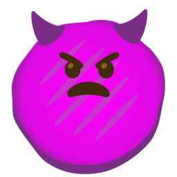 angry face with horns and flatbread