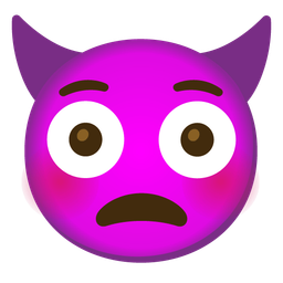 angry face with horns and flushed face