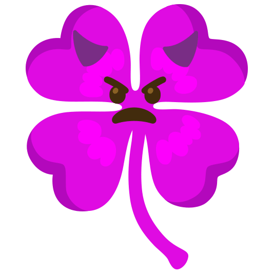 Angry face with horns and Four leaf clover