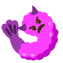 angry face with horns and fried shrimp