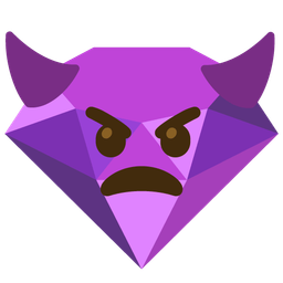angry face with horns and gem stone