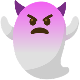 angry face with horns and ghost