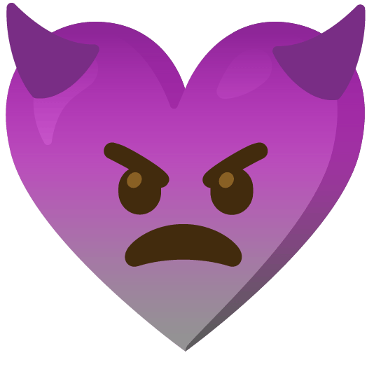 Angry face with horns and Grey heart