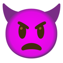 Angry face with horns and Grinning face with big eyes