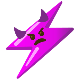 angry face with horns and high voltage