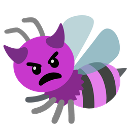 angry face with horns and honeybee