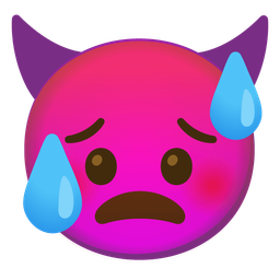 angry face with horns and hot face