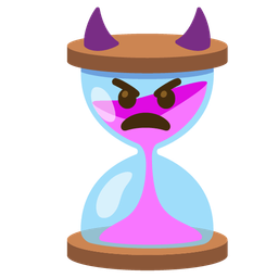 angry face with horns and hourglass not done