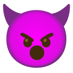 angry face with horns and hushed face