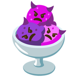 angry face with horns and ice cream