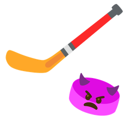 angry face with horns and ice hockey
