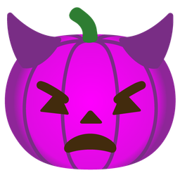 angry face with horns and jack-o-lantern