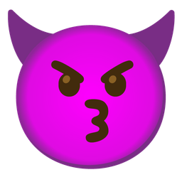 Angry face with horns and Kissing face with smiling eyes