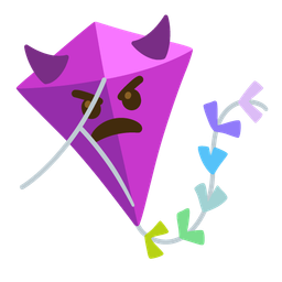 angry face with horns and kite