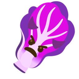 angry face with horns and leafy green