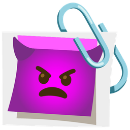 angry face with horns and linked paperclips