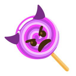 angry face with horns and lollipop