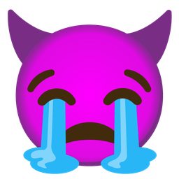 angry face with horns and loudly crying face