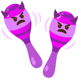 angry face with horns and maracas