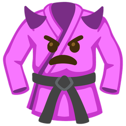 angry face with horns and martial arts uniform