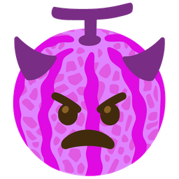 angry face with horns and melon