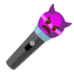 angry face with horns and microphone