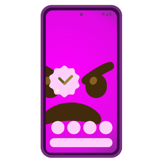 Angry face with horns and Mobile phone