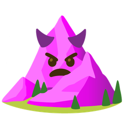 angry face with horns and mountain
