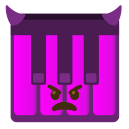 angry face with horns and musical keyboard