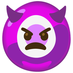 angry face with horns and nazar amulet