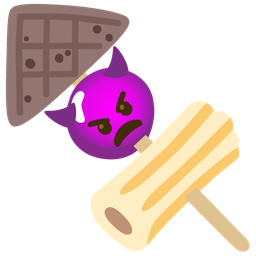 angry face with horns and oden