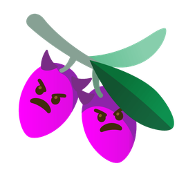 angry face with horns and olive