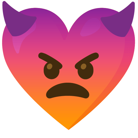 Angry face with horns and Orange heart