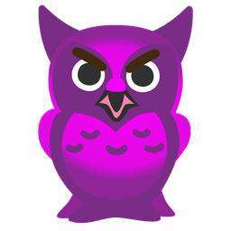 angry face with horns and owl