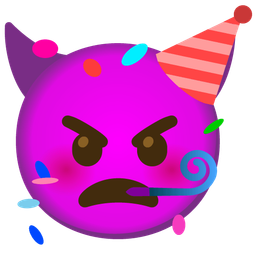 angry face with horns and partying face