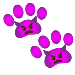 angry face with horns and paw prints