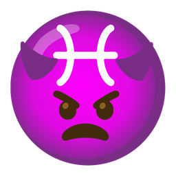 angry face with horns and Pisces