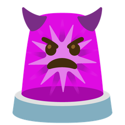 angry face with horns and police car light