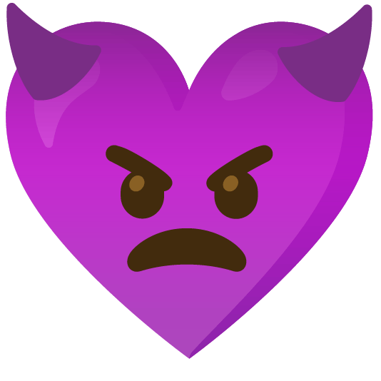Angry face with horns and Purple heart