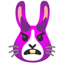 angry face with horns and rabbit face