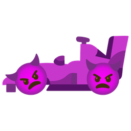 angry face with horns and racing car