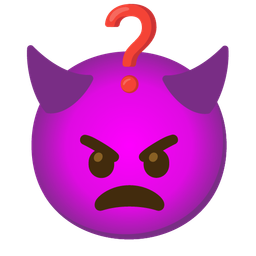 angry face with horns and red question mark